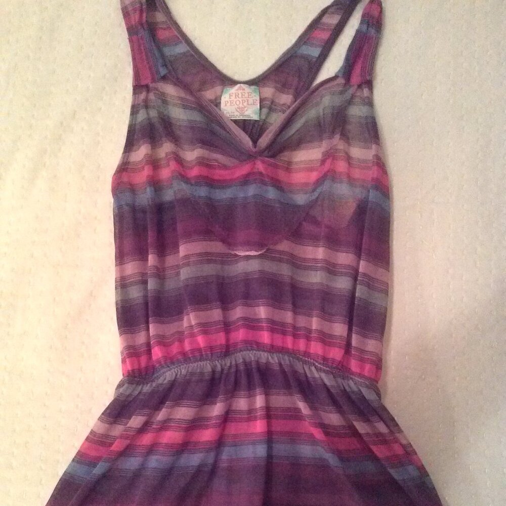 Free People xs striped peplum tank top xs euc
